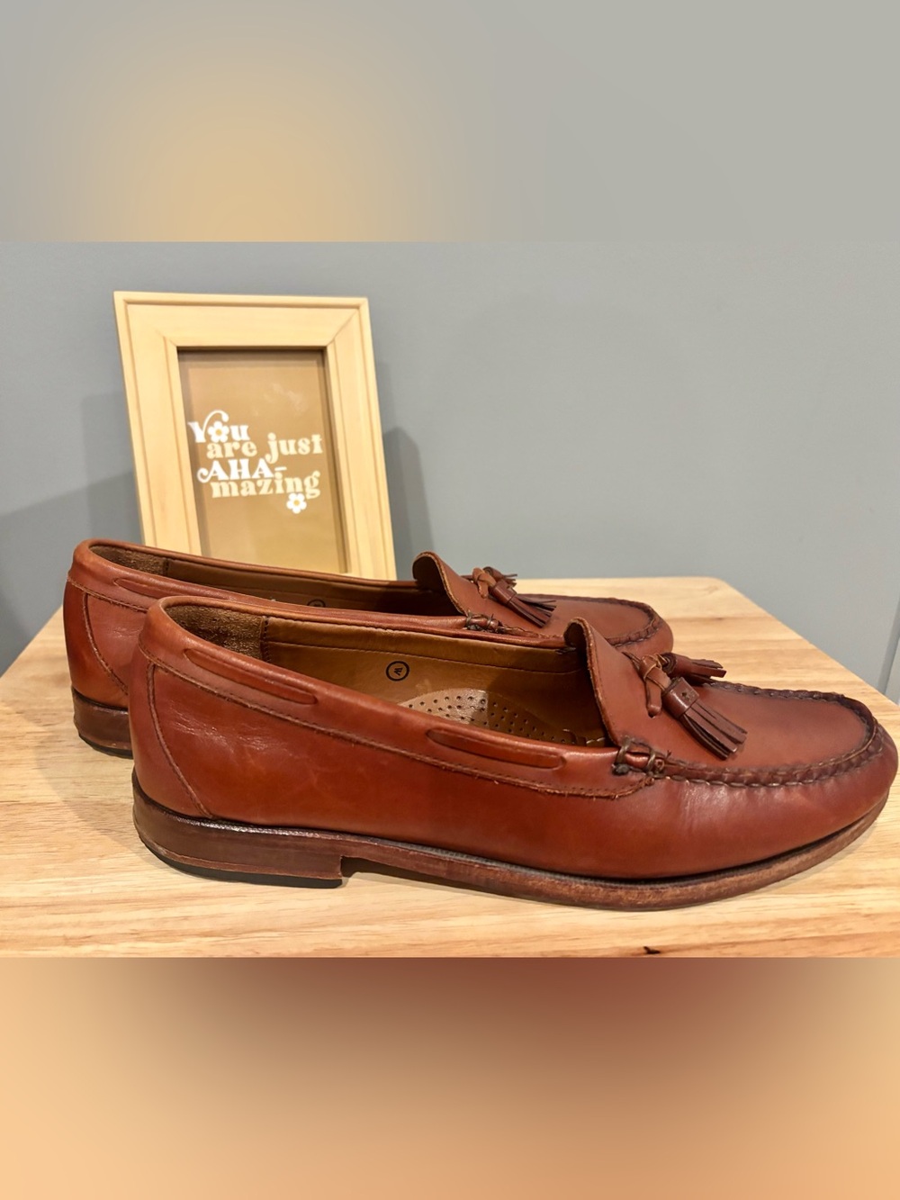 Allen Edmonds Naples Men’s US 11 W Brown Leather Tassel Loafer Dress Shoes